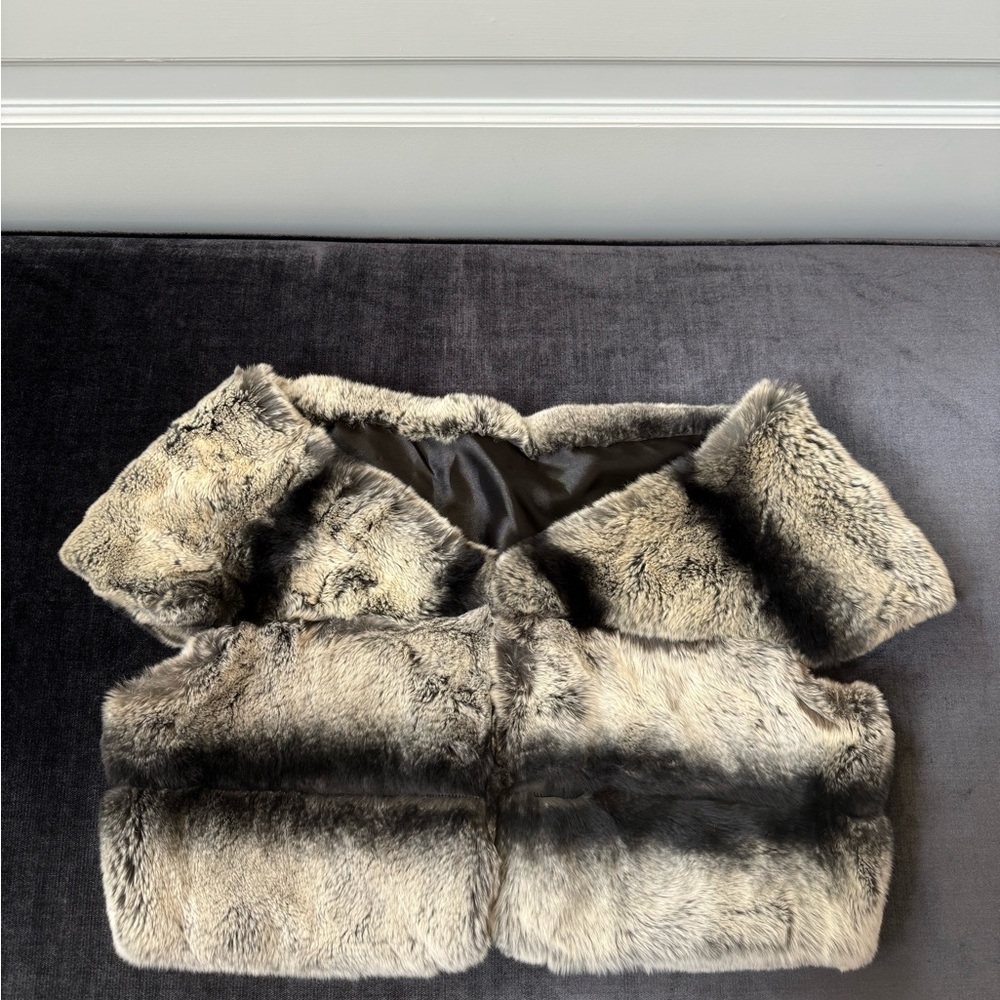 Real Fur Vest in Gray and black